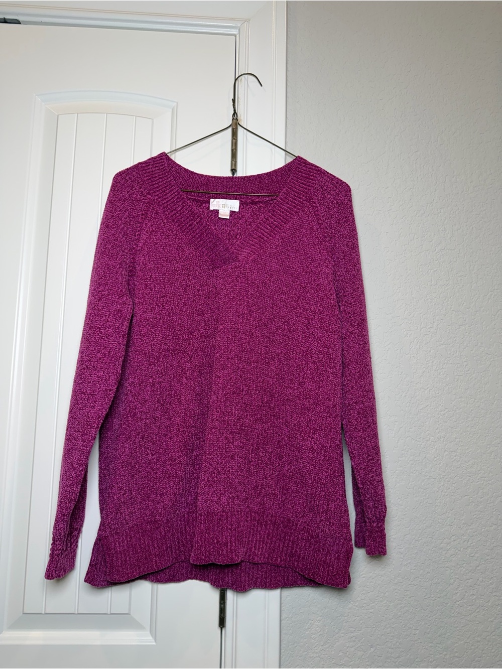 Belle by Kim Gravel Raspberry V-Neck Sweater